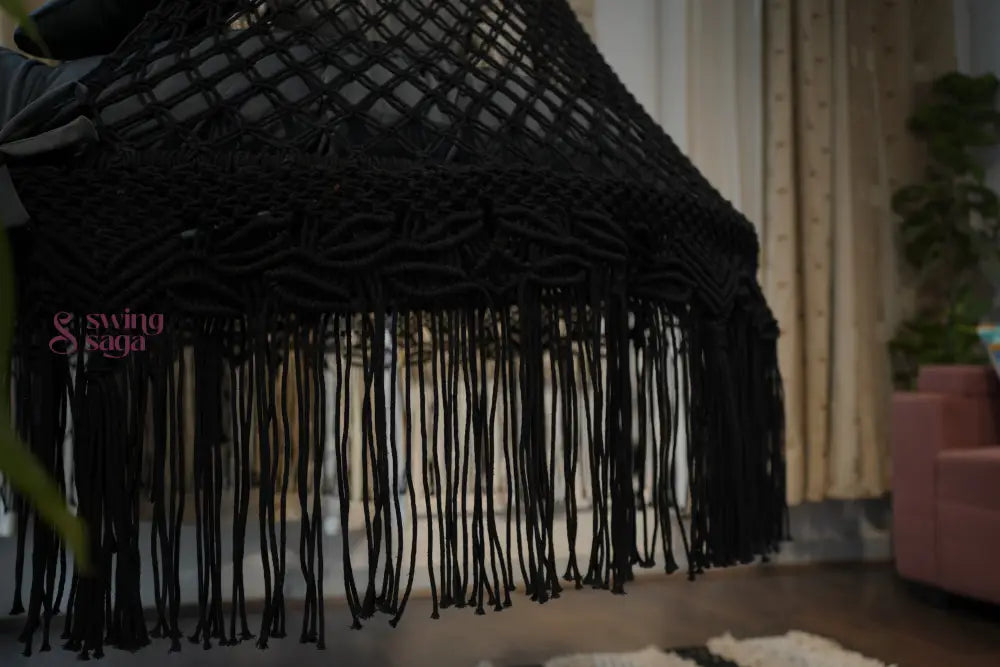 Dusty Macrame hanging hammock bed swing 60 Inches / Black