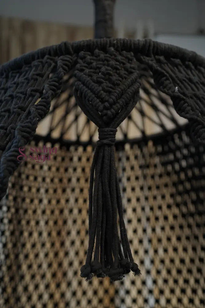 Dusty Black Macrame Bed Swing - Swing Saga