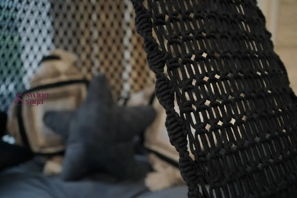 Dusty Macrame hanging hammock bed swing 60 Inches / Black
