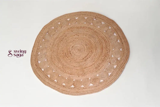 Round woven mat on a white background