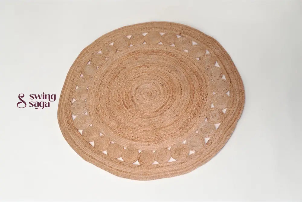 Round woven mat on a white background