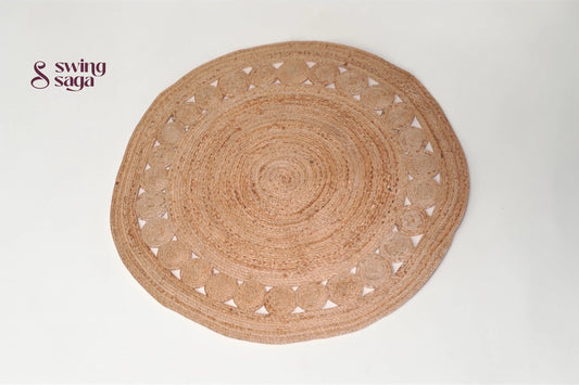 Round woven mat on a white background