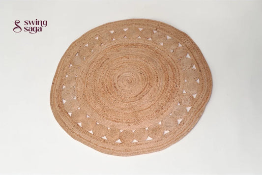 Round woven mat on a white background