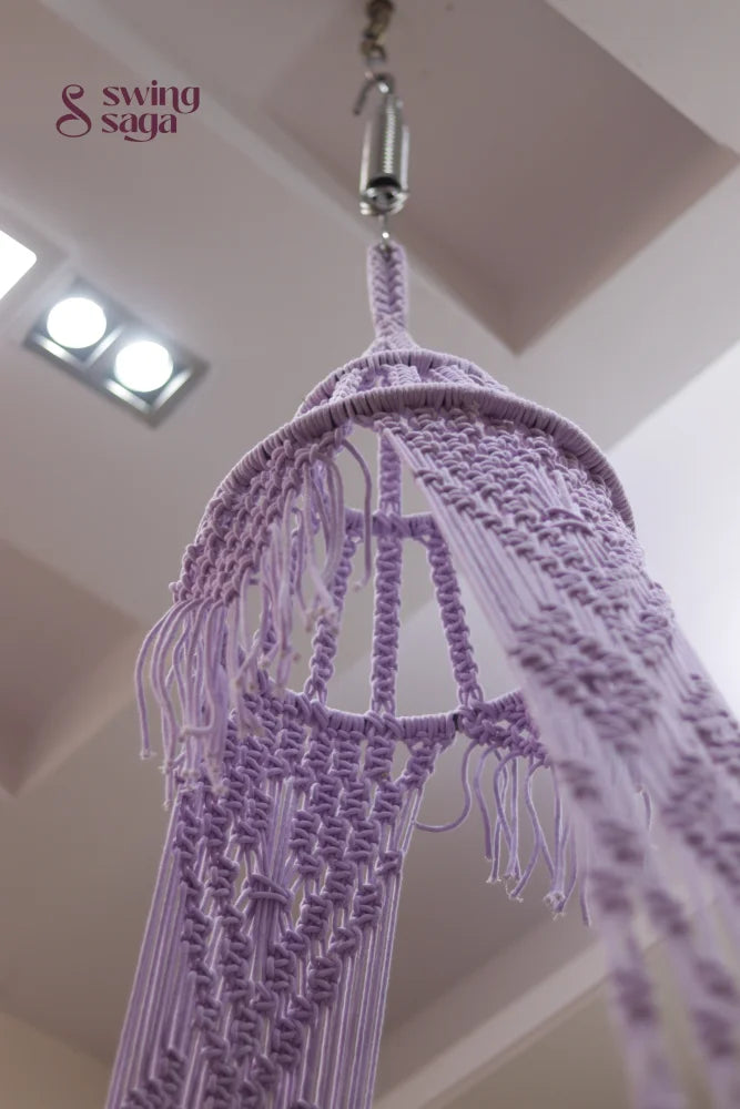 Detail image of a baby bassinet handcrafted knots.