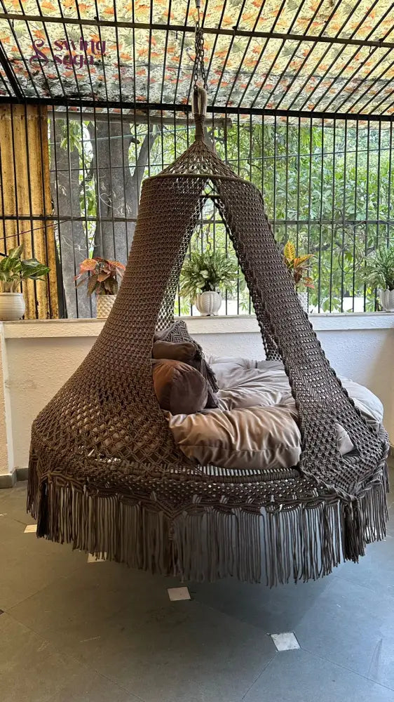 Ash Brown  Macrame Bed Swing - Swing Saga
