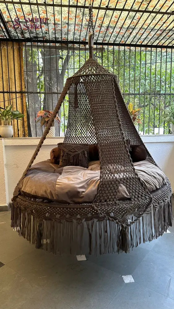 Ash Brown  Macrame Bed Swing - Swing Saga