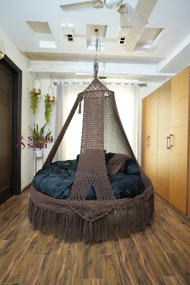Mocha Brown Macrame Bed Swing - Swing Saga