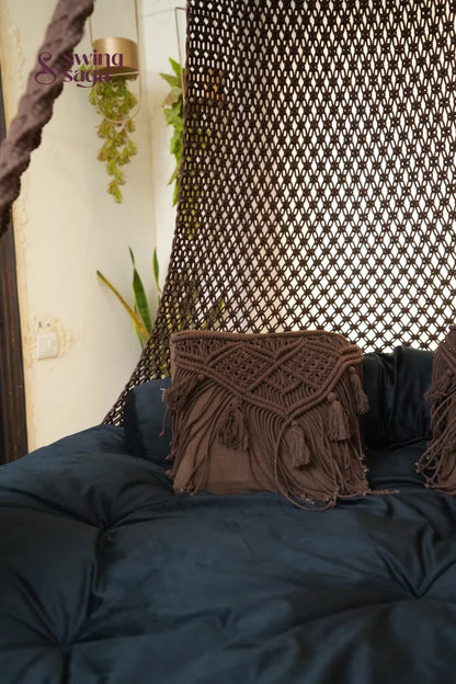 Mocha Brown Macrame Bed Swing - Swing Saga