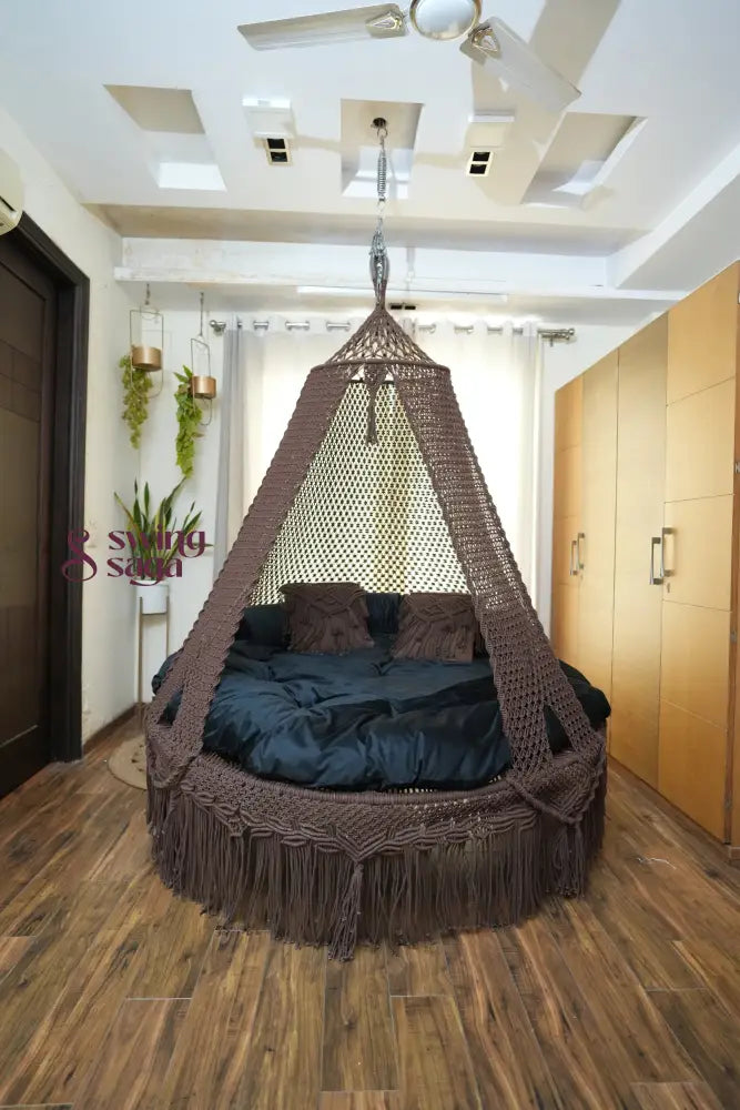 Mocha Brown Macrame Bed Swing - Swing Saga