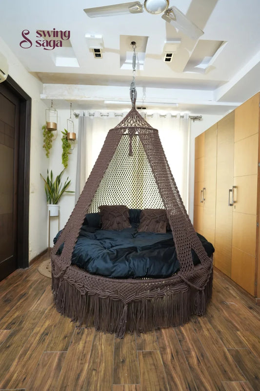 Mocha Brown Macrame Bed Swing - Swing Saga