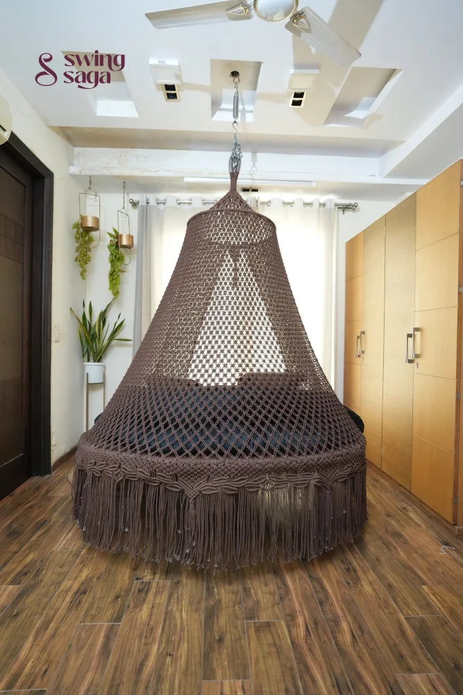 Mocha Brown Macrame Bed Swing - Swing Saga