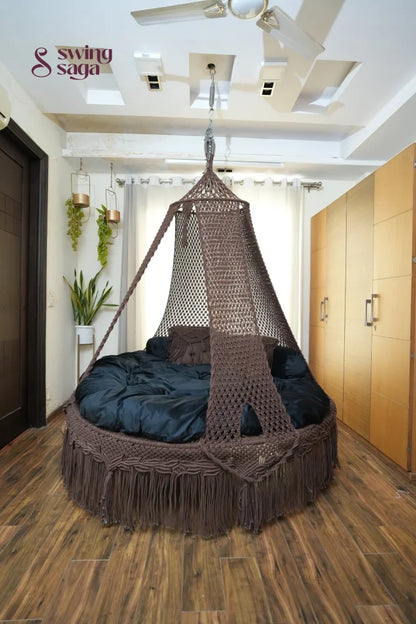 Mocha Brown Macrame Bed Swing - Swing Saga