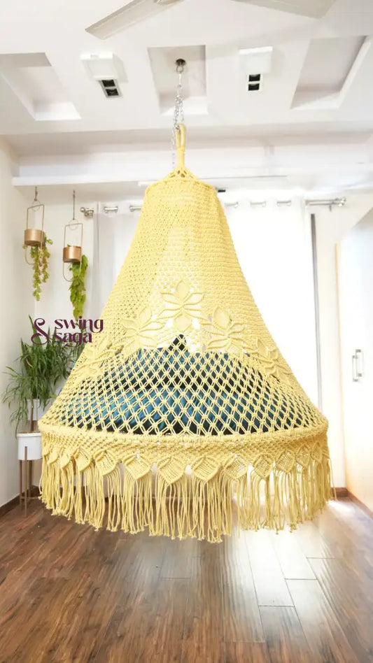 Lemon Yellow Macrame Bed Swing - Swing Saga