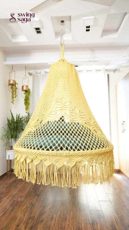 Lemon Yellow Macrame Bed Swing - Swing Saga