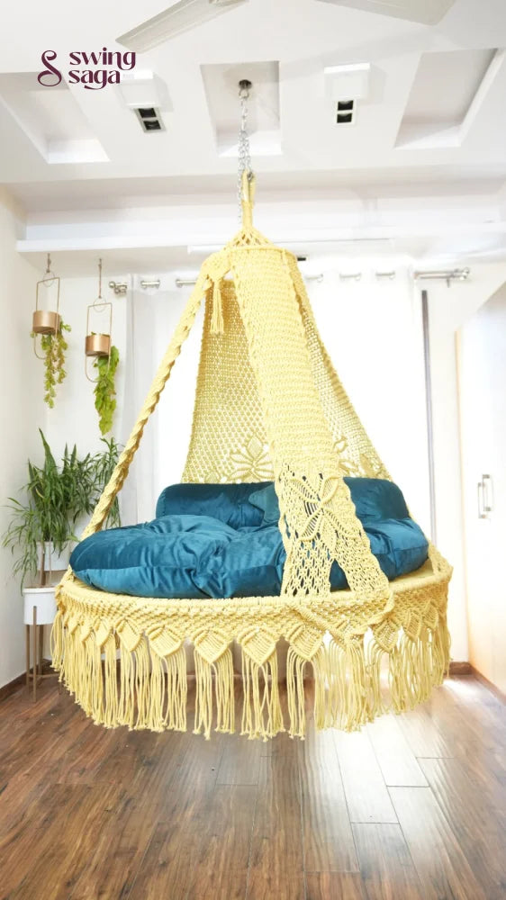 Lemon Yellow Macrame Bed Swing - Swing Saga