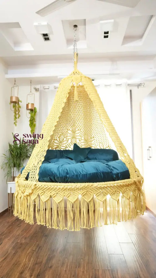 Lemon Yellow Macrame Bed Swing - Swing Saga