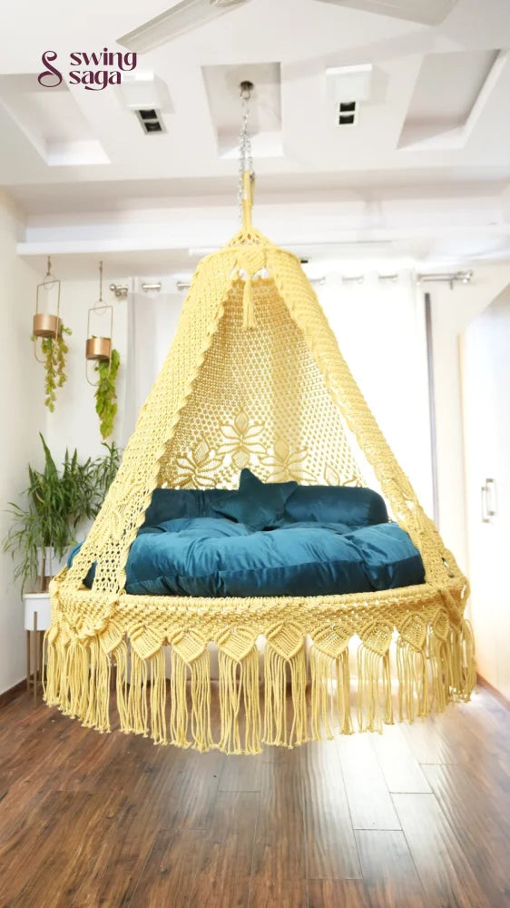 Lemon Yellow Macrame Bed Swing - Swing Saga