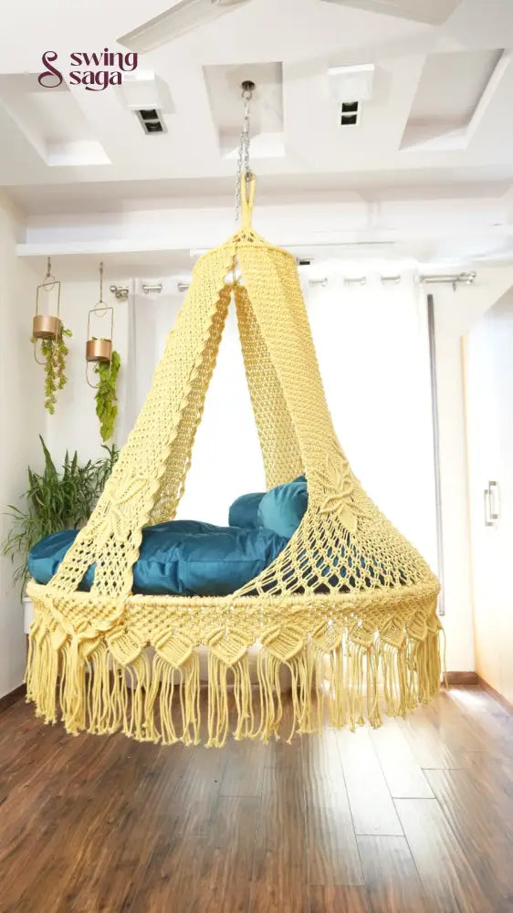 Lemon Yellow Macrame Bed Swing - Swing Saga
