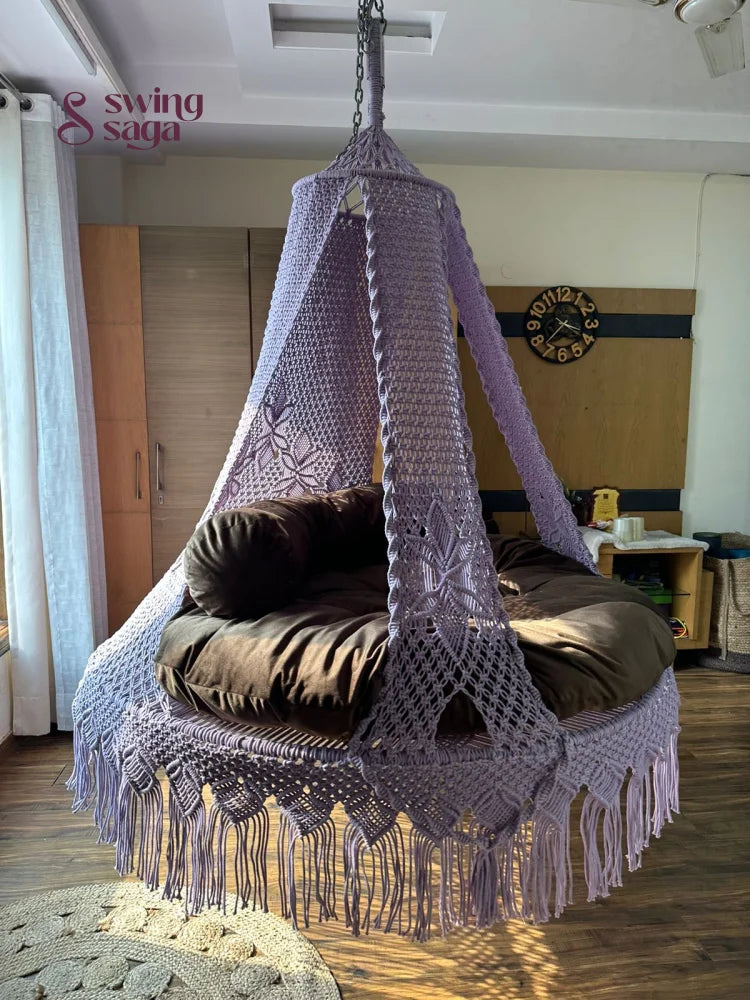 Lavender Macrame Bed Swing - Swing Saga