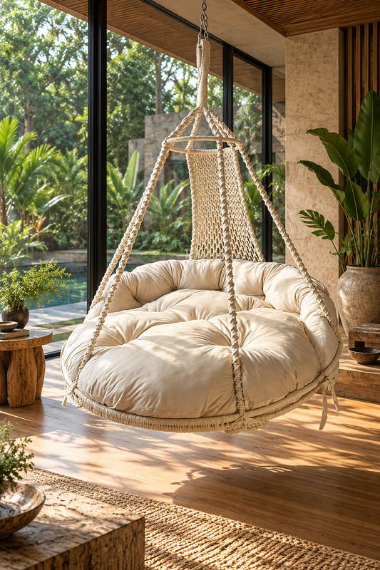 Outdoor White Porch Swing – Moon by Swing Saga