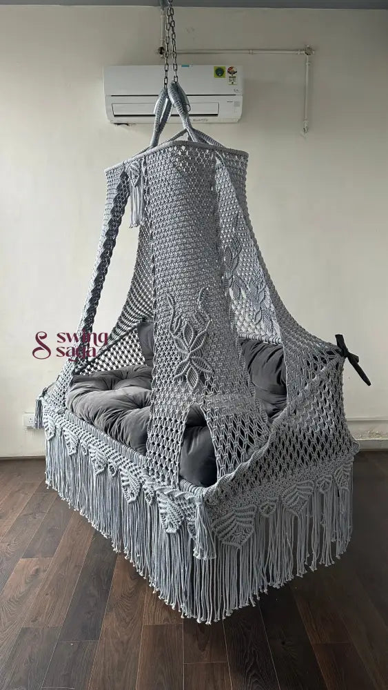 Dark Grey macrame sofa swing - Swing Saga