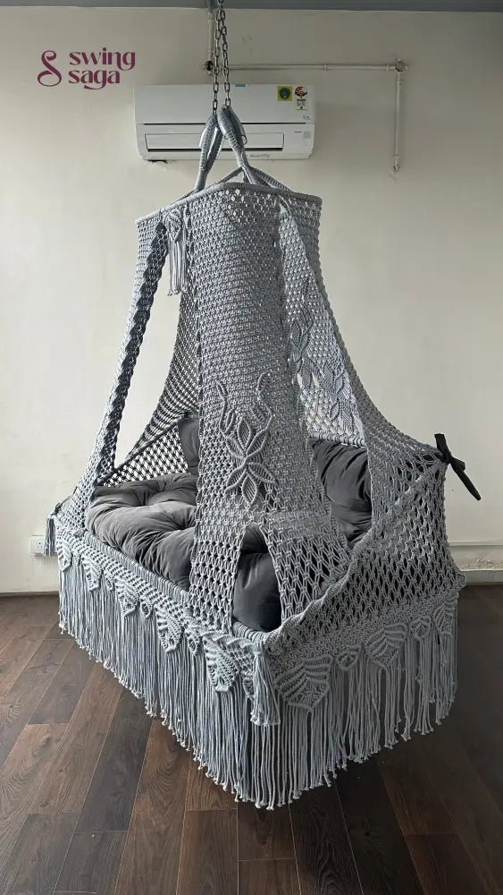 Dark Grey macrame sofa swing - Swing Saga