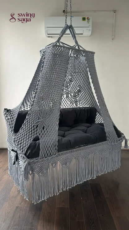 Dark Grey macrame sofa swing - Swing Saga