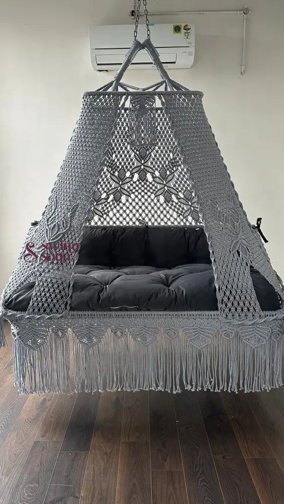 Dark Grey macrame sofa swing - Swing Saga