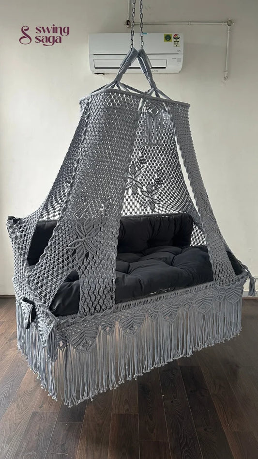 Dark Grey macrame sofa swing - Swing Saga