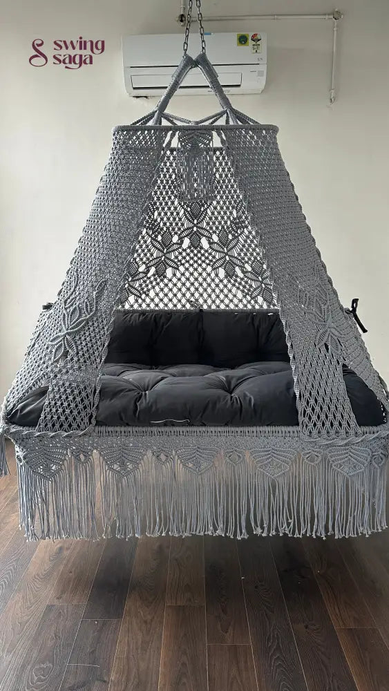 Dark Grey macrame sofa swing - Swing Saga