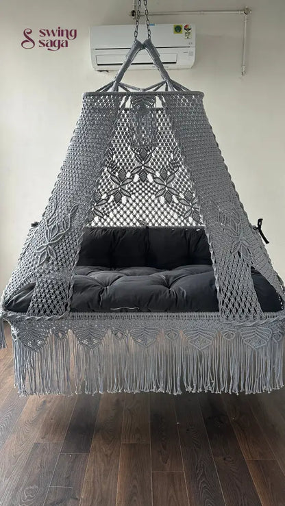 Dark Grey macrame sofa swing - Swing Saga