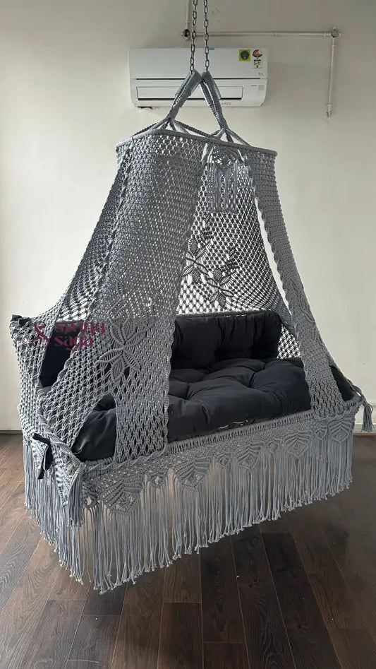 Dark Grey macrame sofa swing - Swing Saga