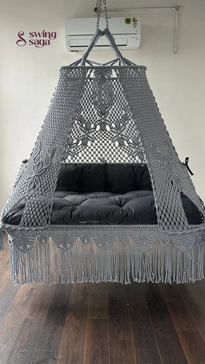 Dark Grey macrame sofa swing - Swing Saga