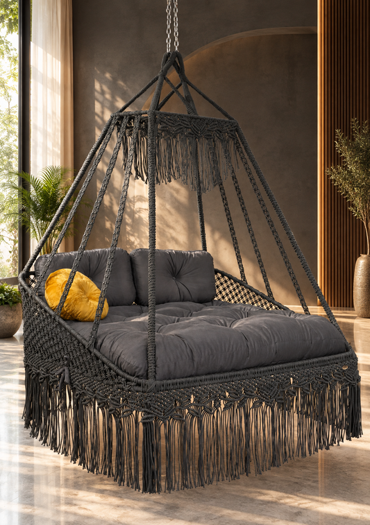The Haven — Dark Grey Polycotton Patio Sofa Swing