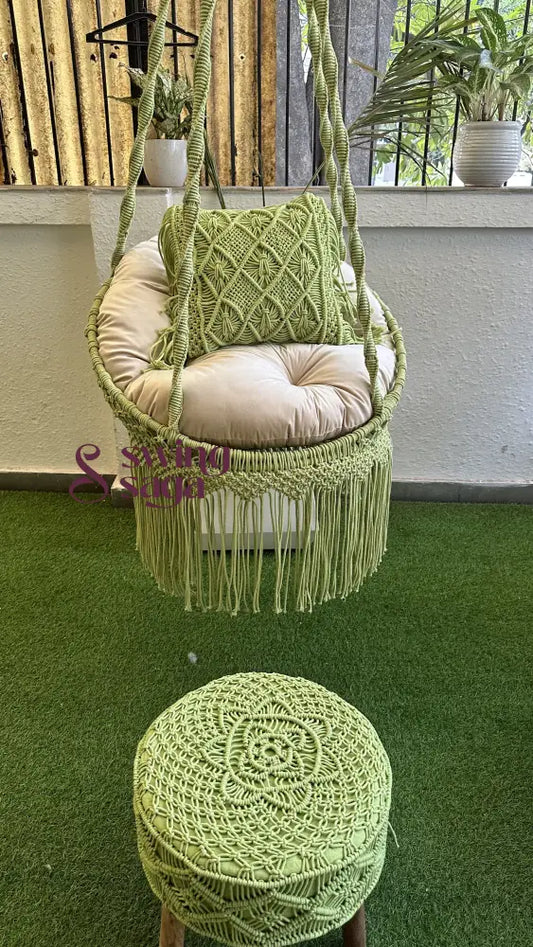 Forest Green Chair Swing And Ottoman Set