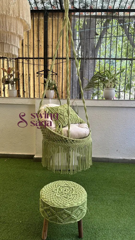 Forest Green Chair Swing And Ottoman Set