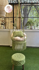 Forest Green Chair Swing And Ottoman Set