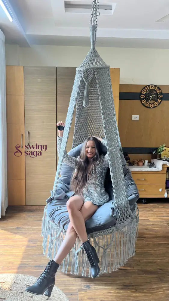 Light Grey single seater hanging chair - Swing Saga