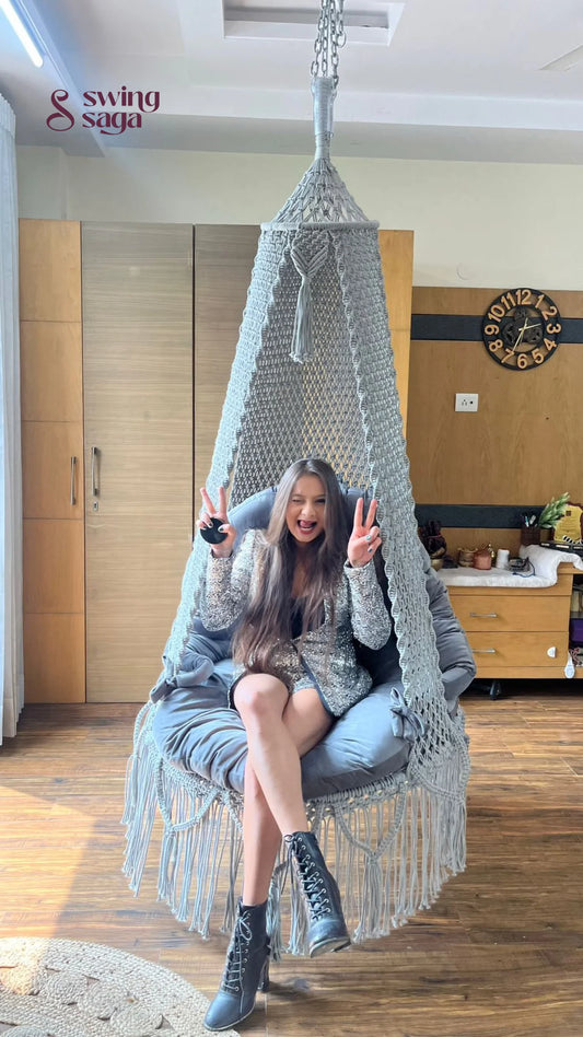 Light Grey single seater hanging chair - Swing Saga