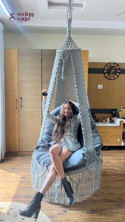 Light Grey single seater hanging chair - Swing Saga