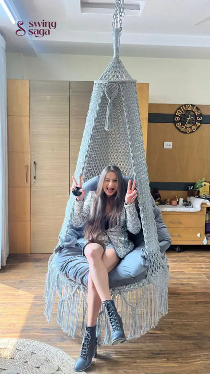 Light Grey single seater hanging chair - Swing Saga