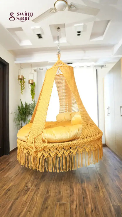 Mustard Yellow Macrame Bed Swing - Swing Saga