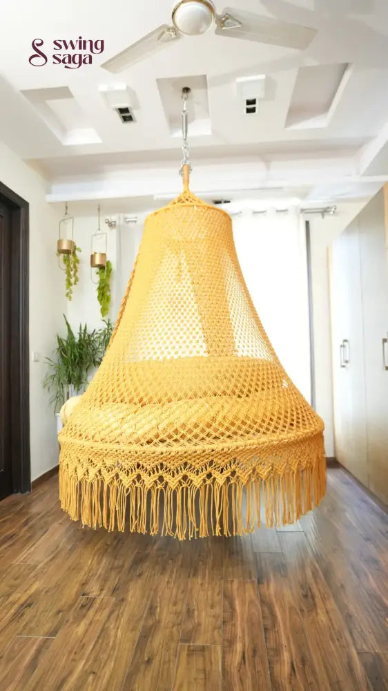 Mustard Yellow Macrame Bed Swing - Swing Saga