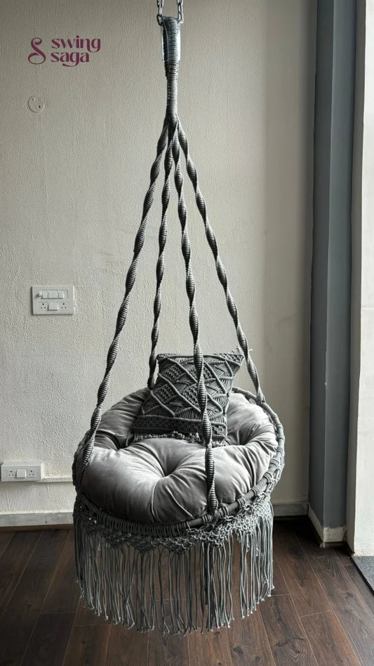 grey macrame chair hammock swing