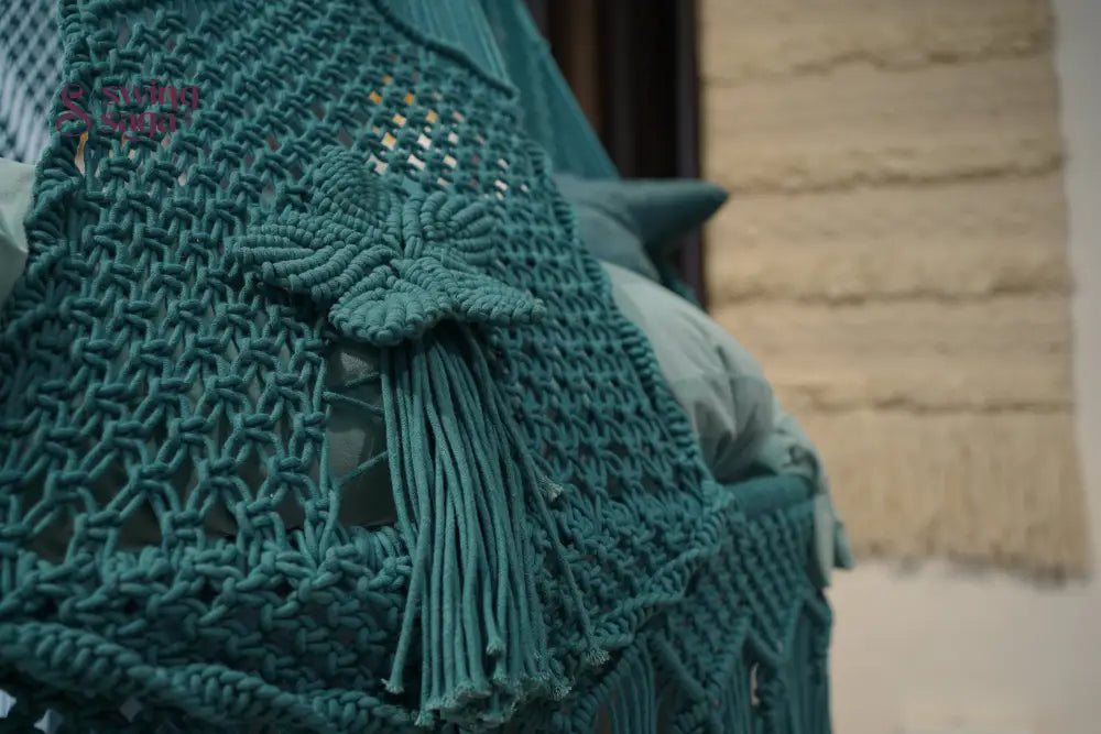 Teal Blue  Macrame Bed Swing - Swing Saga