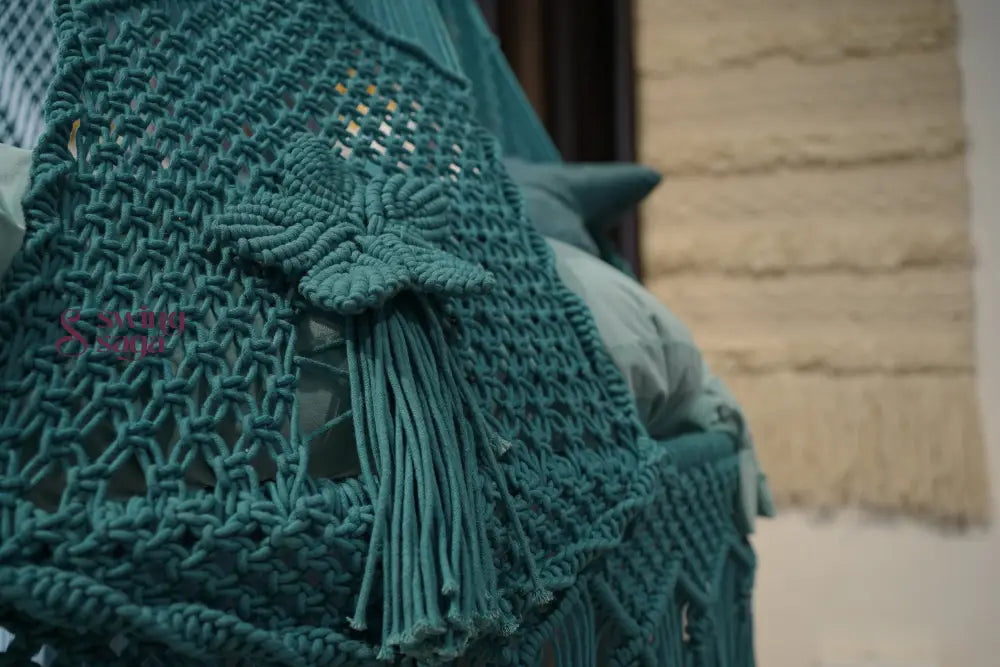Teal Blue  Macrame Bed Swing - Swing Saga