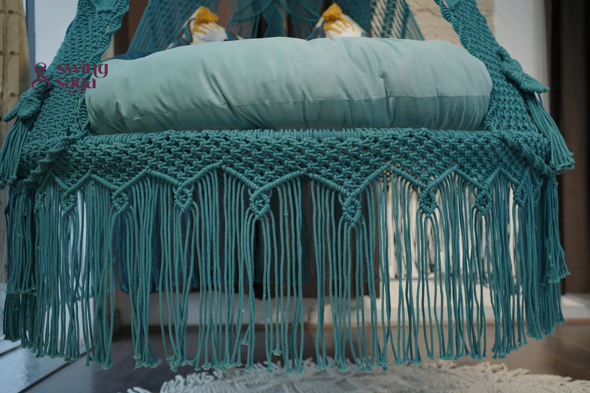 Teal Blue  Macrame Bed Swing - Swing Saga