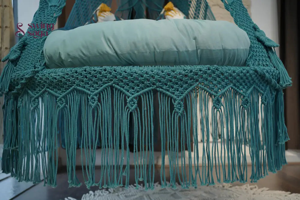 Teal Blue  Macrame Bed Swing - Swing Saga