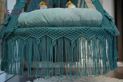 Teal Blue  Macrame Bed Swing - Swing Saga