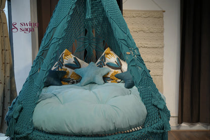 Teal Blue  Macrame Bed Swing - Swing Saga